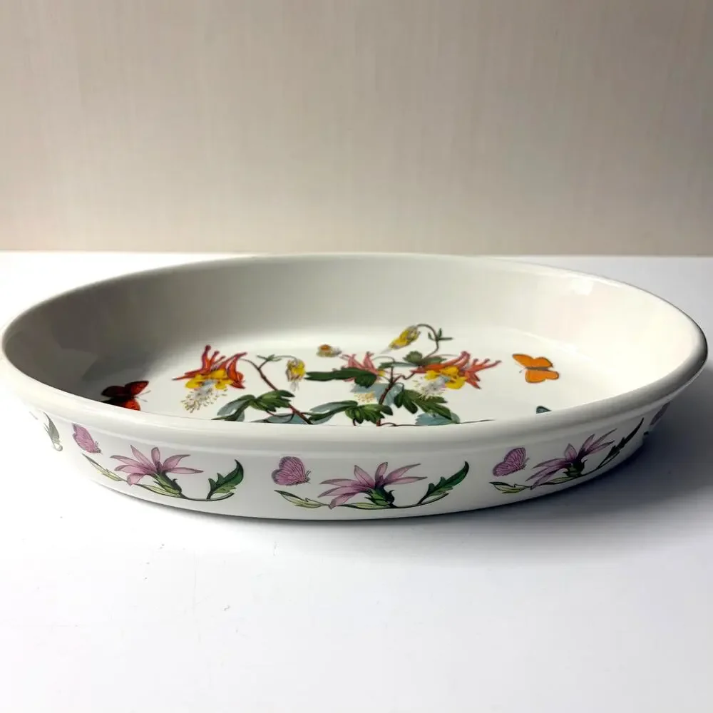 Portmeirion Botanic Garden Oval Baking Dish Aquilegia Slender Gracilis Columbine
